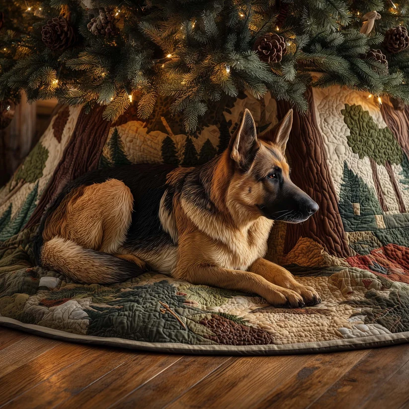 German Shepherd Quilted Tree Skirt