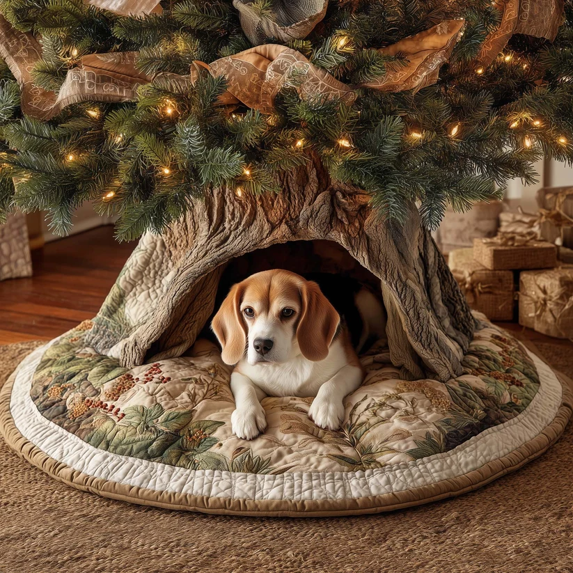 Adorable Beagle Quilted Tree Skirt