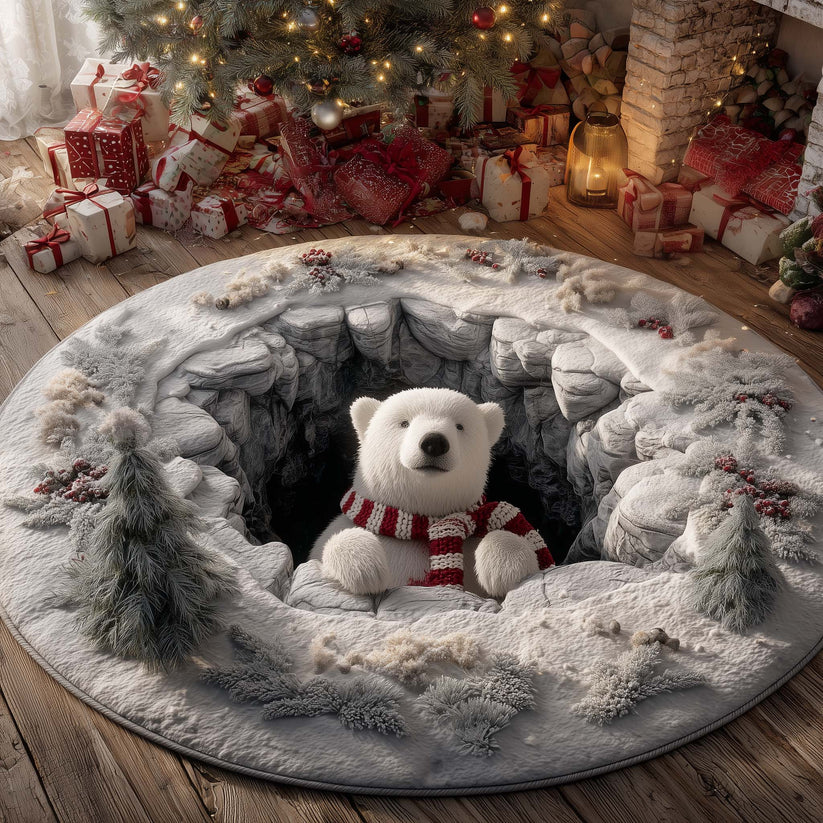 Bear Holiday Delight Quilted Round Mat