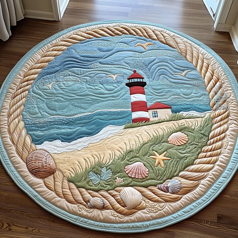 Beacon by the Sea Quilted Round Mat