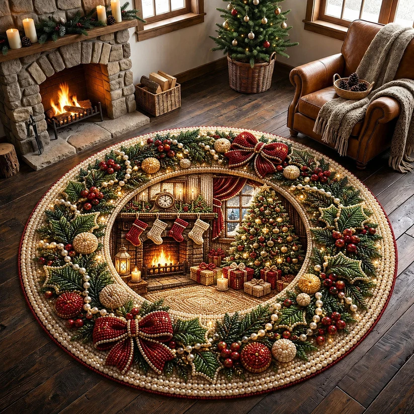 Cozy Christmas Quilted Round Mat