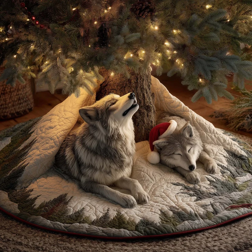 Wolf Quilted Tree Skirt
