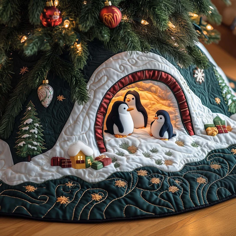 Penguin Quilted Tree Skirt