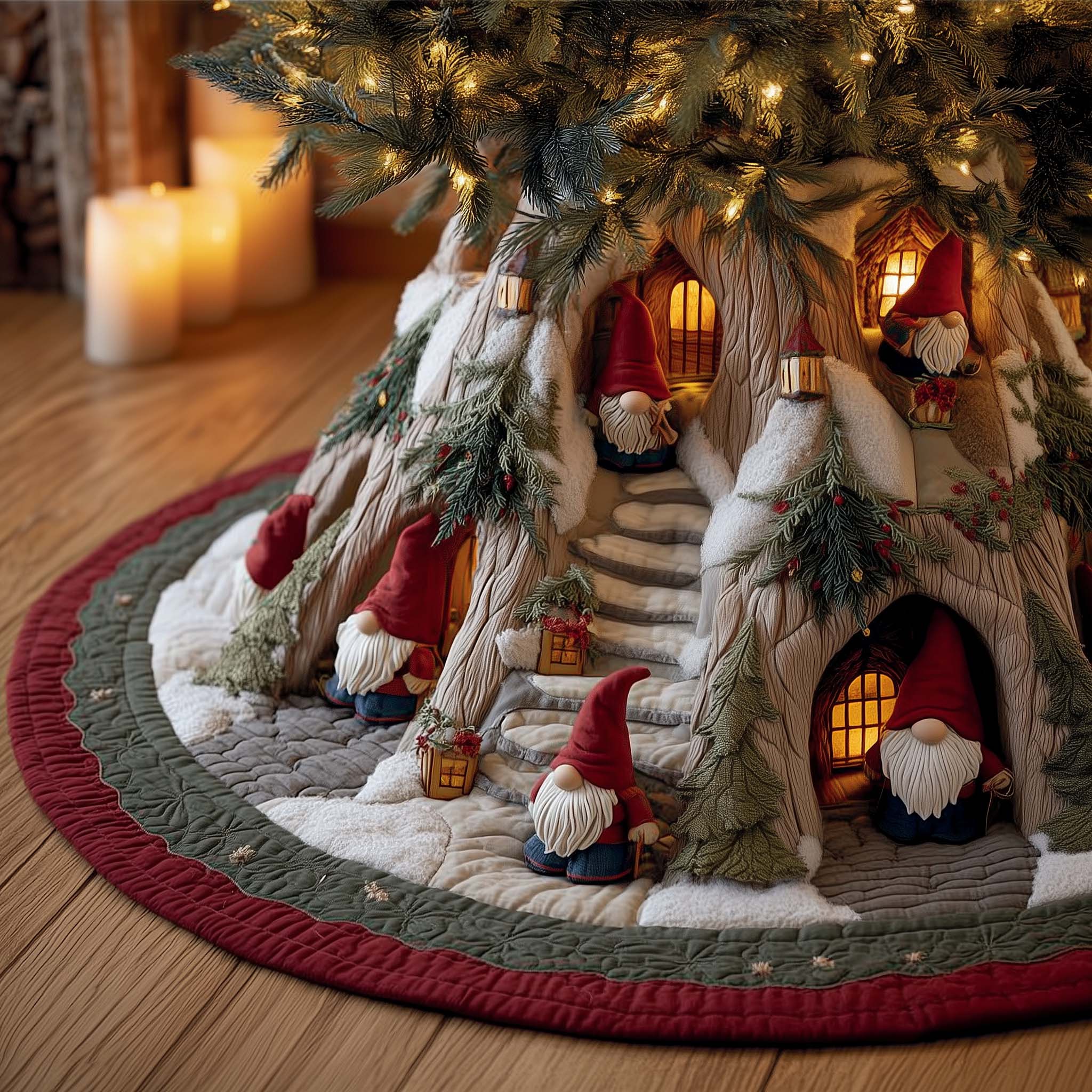 Snowy Gnome Quilted Tree Skirt