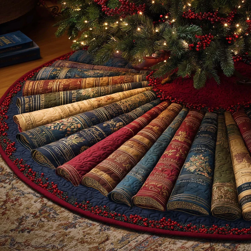 Cozy Book Quilted Tree Skirt