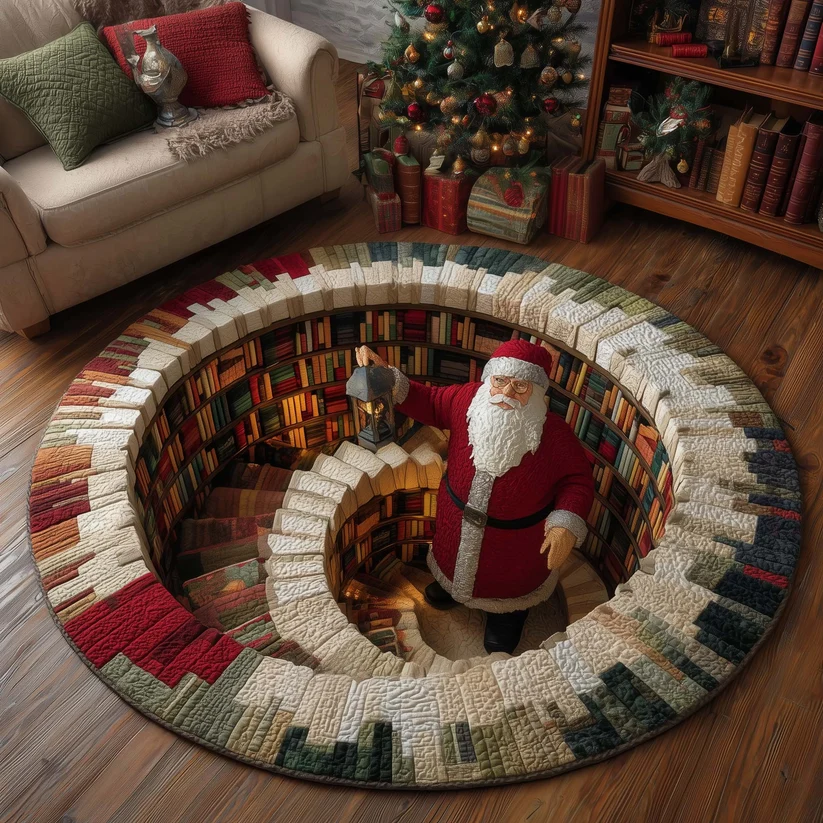 Jolly Santa Quilted Round Mat