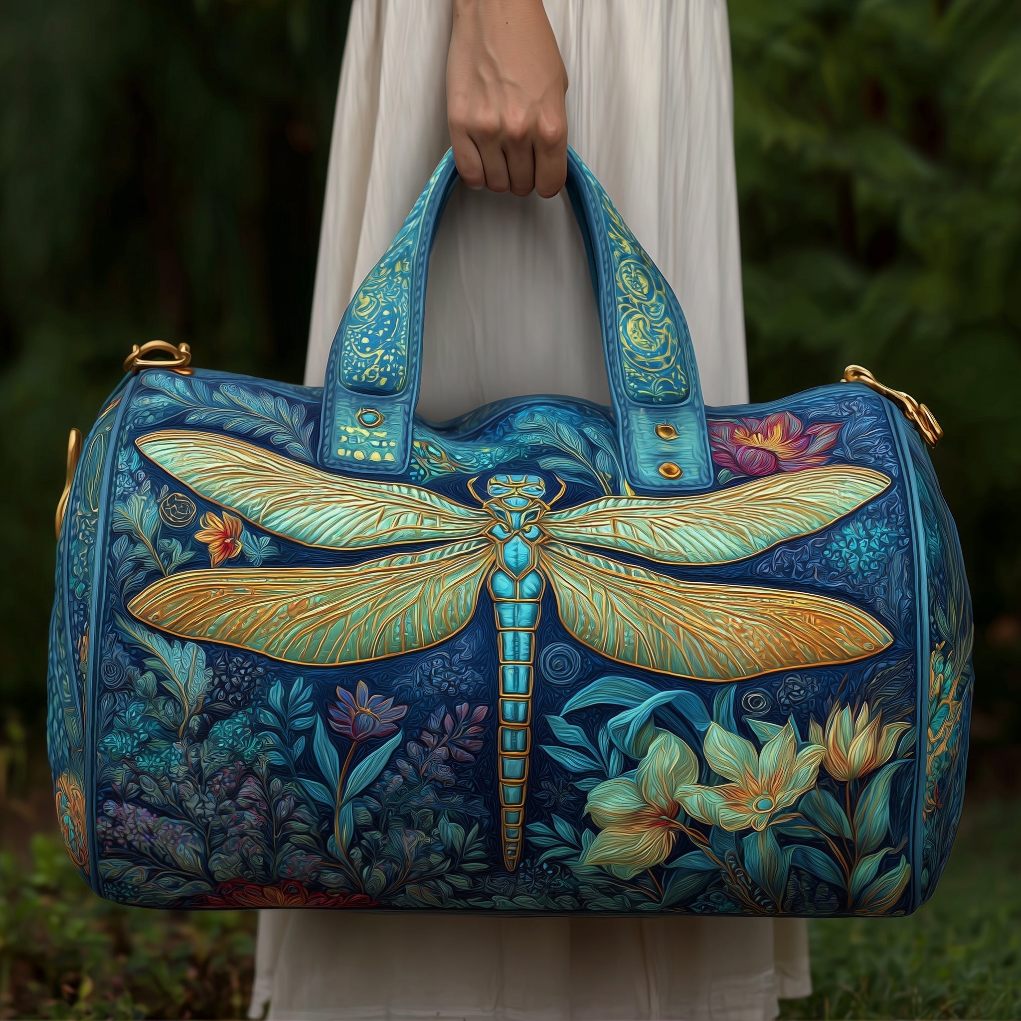 Elegant Dragonfly Quilted Duffle Bag GFTONL5700