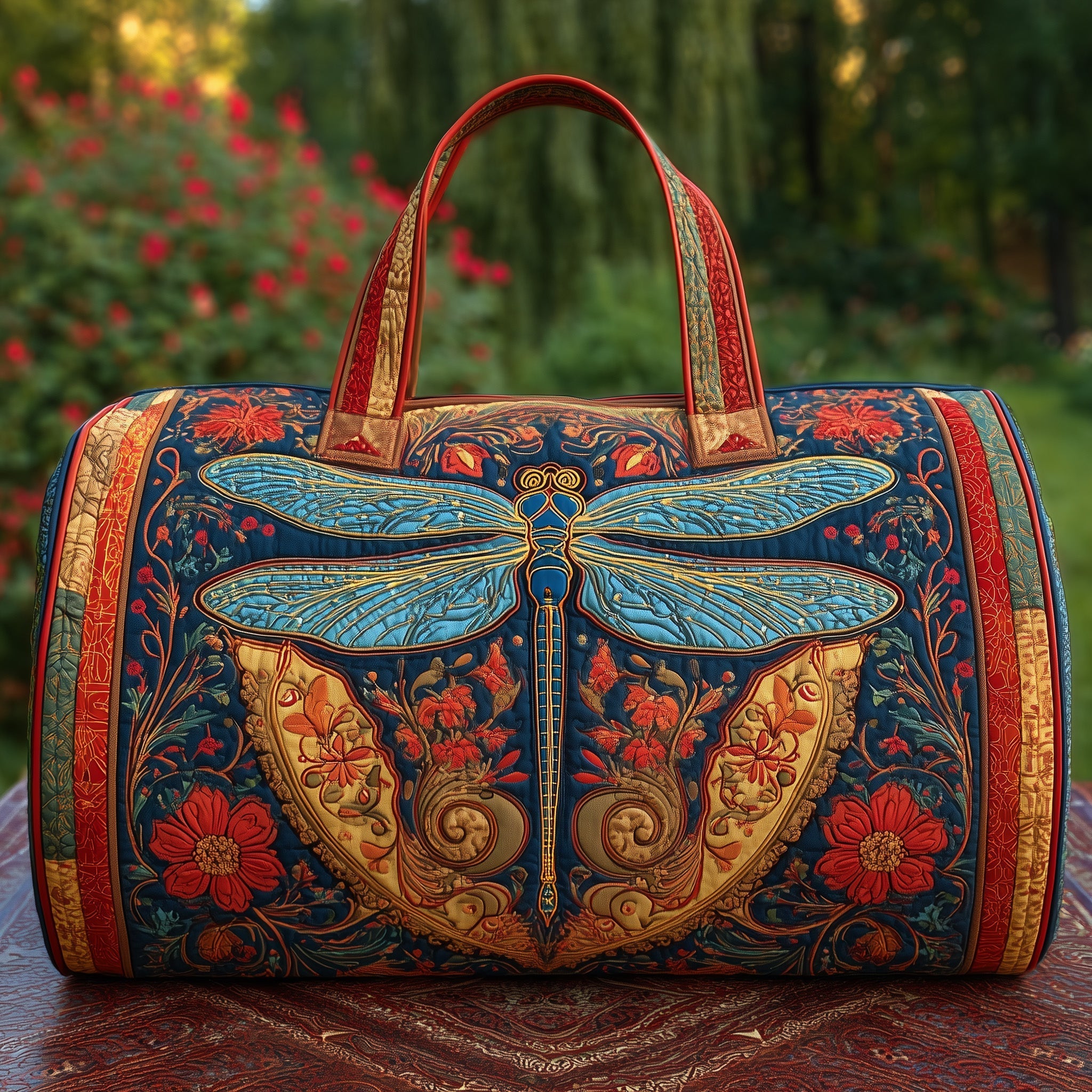 Elegant Dragonfly Quilted Duffle Bag GFTONL5701