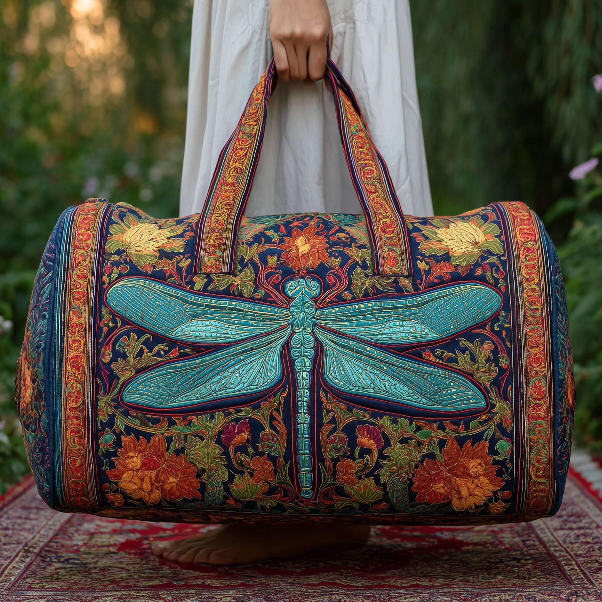 Elegant Dragonfly Quilted Duffle Bag GFTONL5708