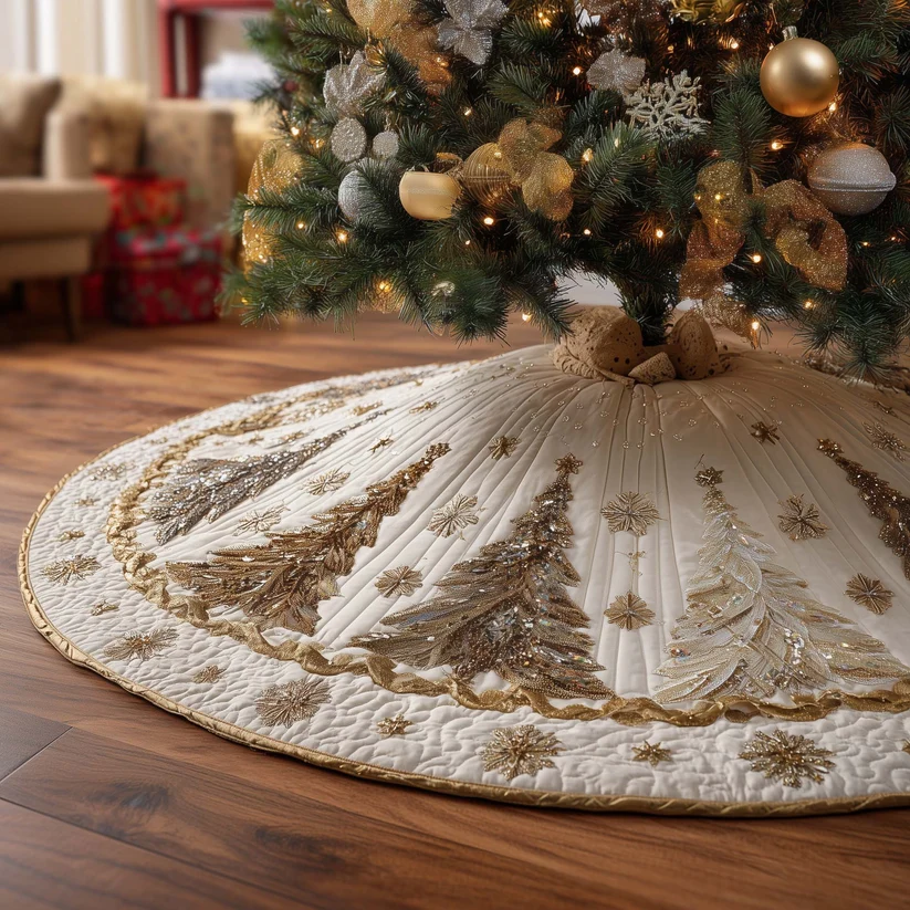 Golden Tree Quilted Tree Skirt