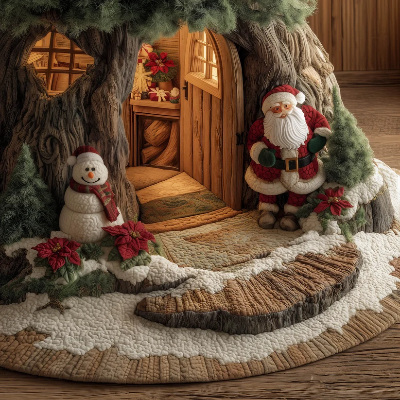 Santa Buddy Quilted Tree Skirt