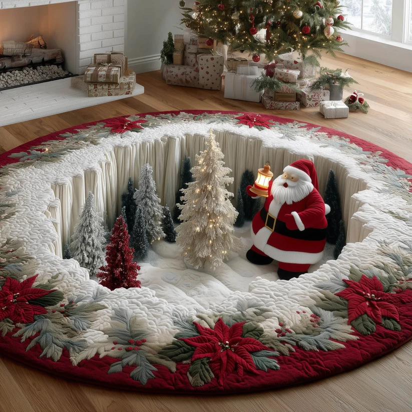 Christmas Santa Quilted Round Mat