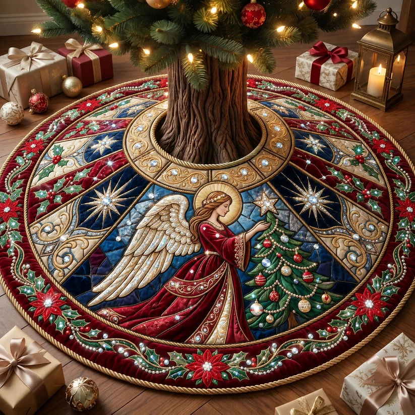 Jeweled Angel Quilted Tree Skirt