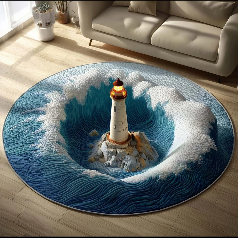 Lighthouse Quilted Round Mat