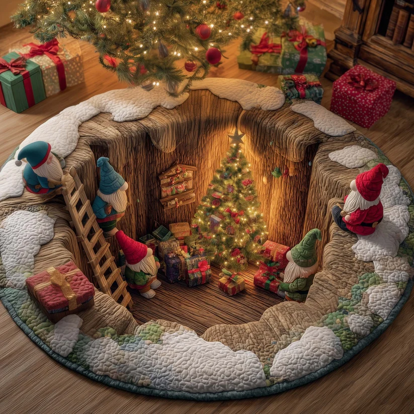 Holiday Gift Chaos Quilted Round Mat