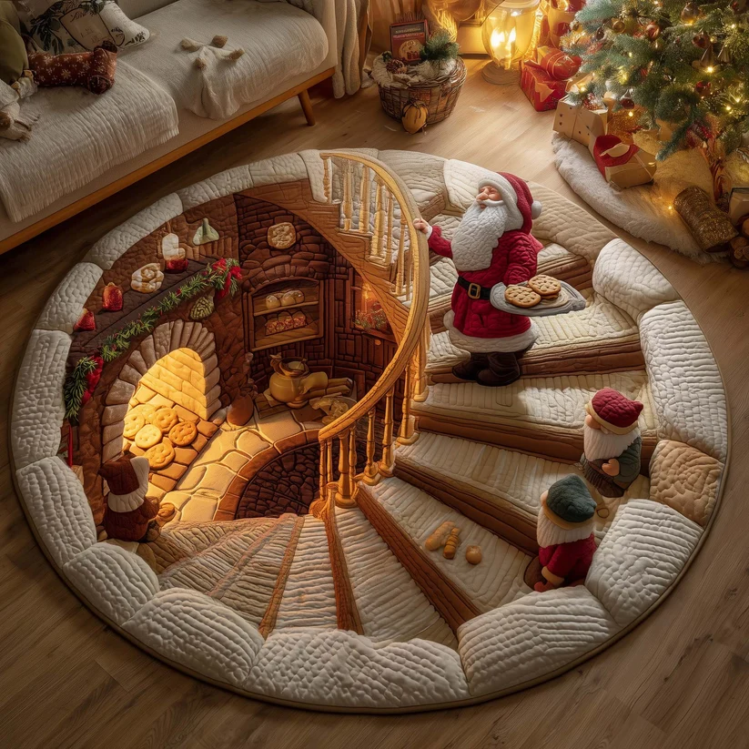 Santa Bakery Quilted Round Mat