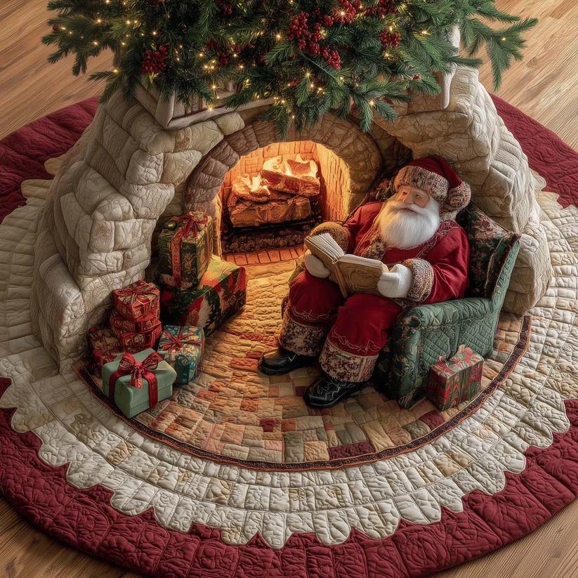 Reading Santa Quilted Tree Skirt