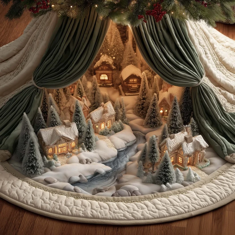 Christmas Wonderland Quilted Tree Skirt