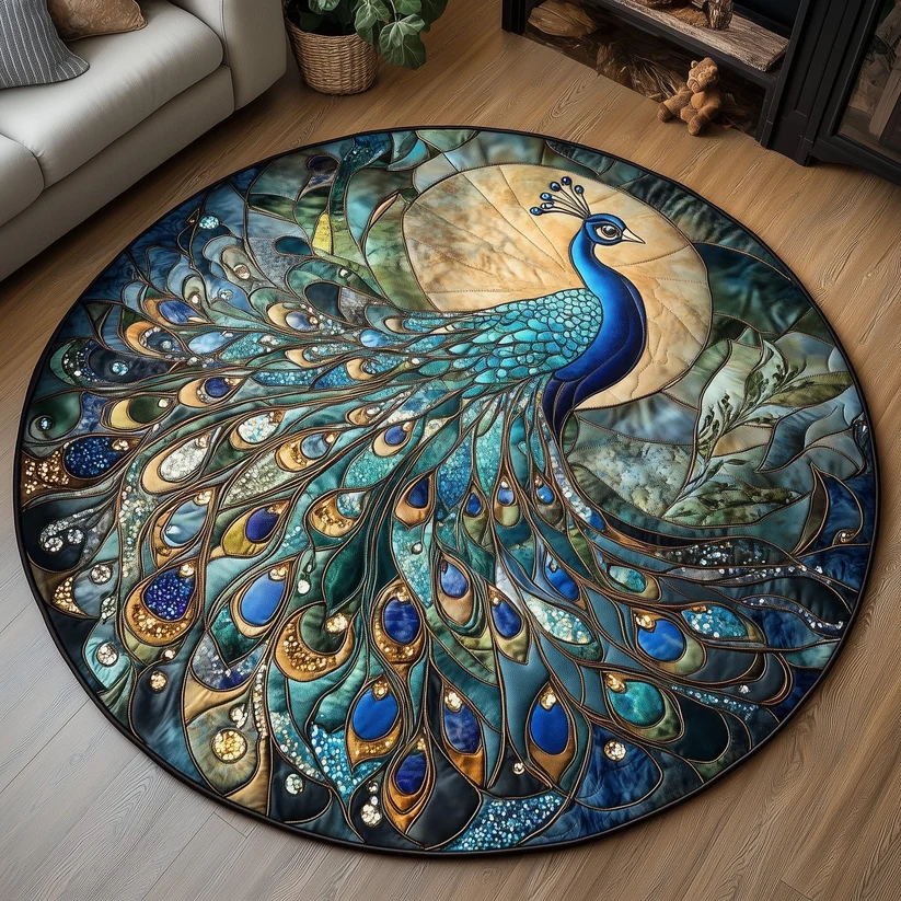 Peacock Quilted Round Mat