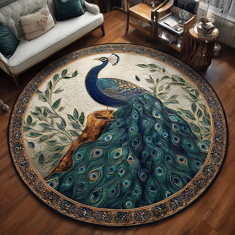 Peacock Quilted Round Mat