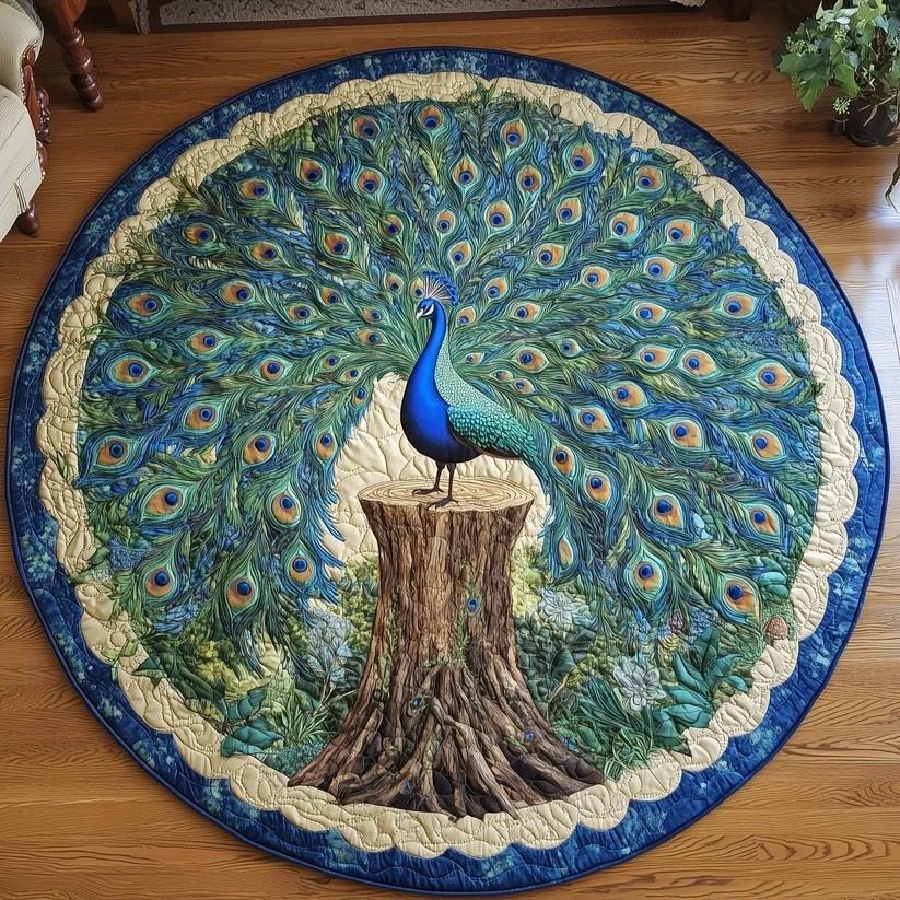Peacock Quilted Round Mat