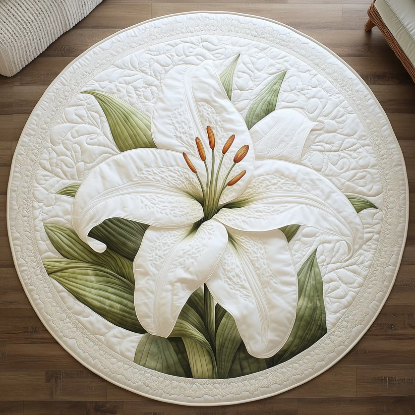 Elegant Blooms Quilted Round Mat