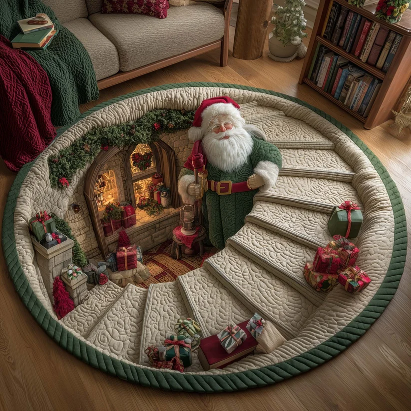 Santa Workshop Quilted Round Mat