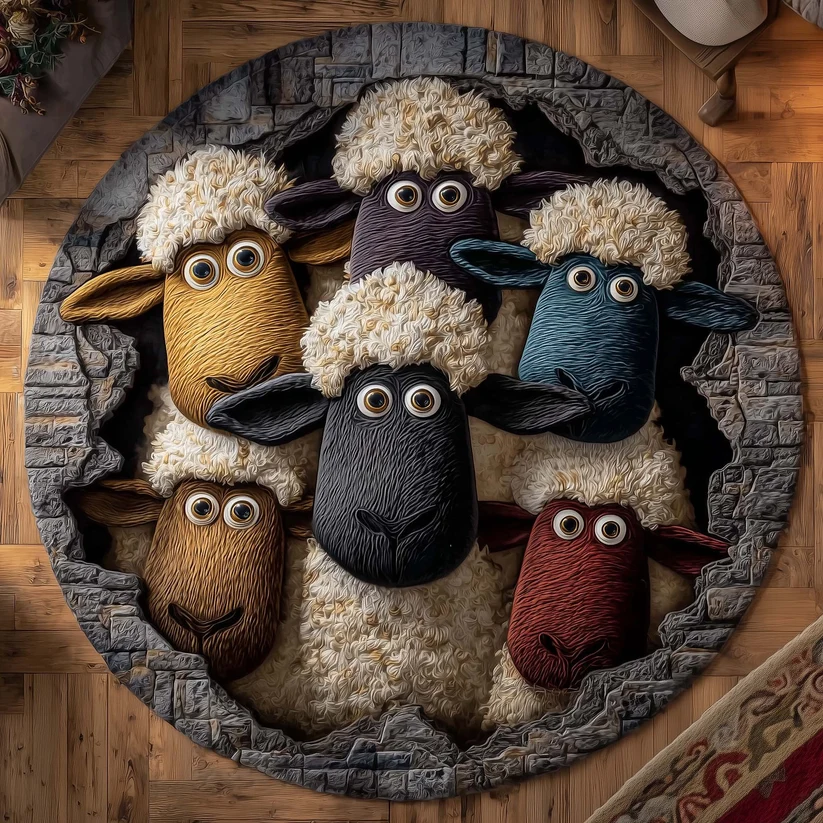 Woolly MeadowQuilted Round Mat
