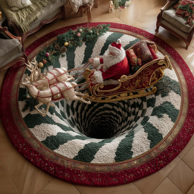 Santa Journey Quilted Round Mat
