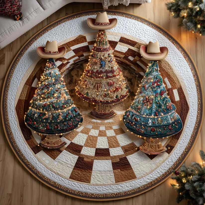 Howdy Christmas Quilted Round Mat