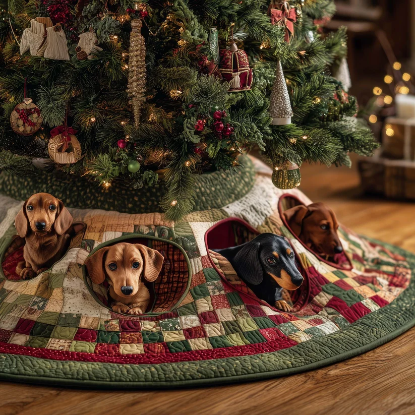 Jolly Dachshund Quilted Tree Skirt