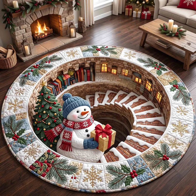 Snowman Wonderland Quilted Round Mat