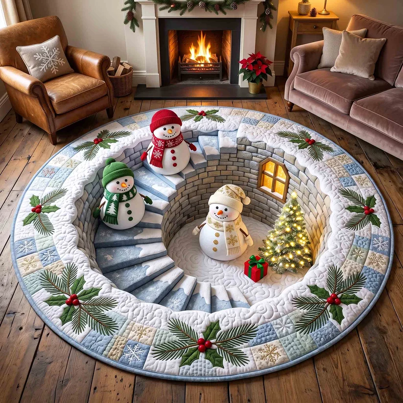 Snowman Wonderland Quilted Round Mat