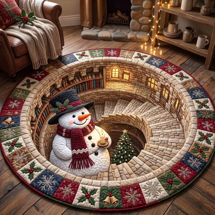 Snowman Wonderland Quilted Round Mat