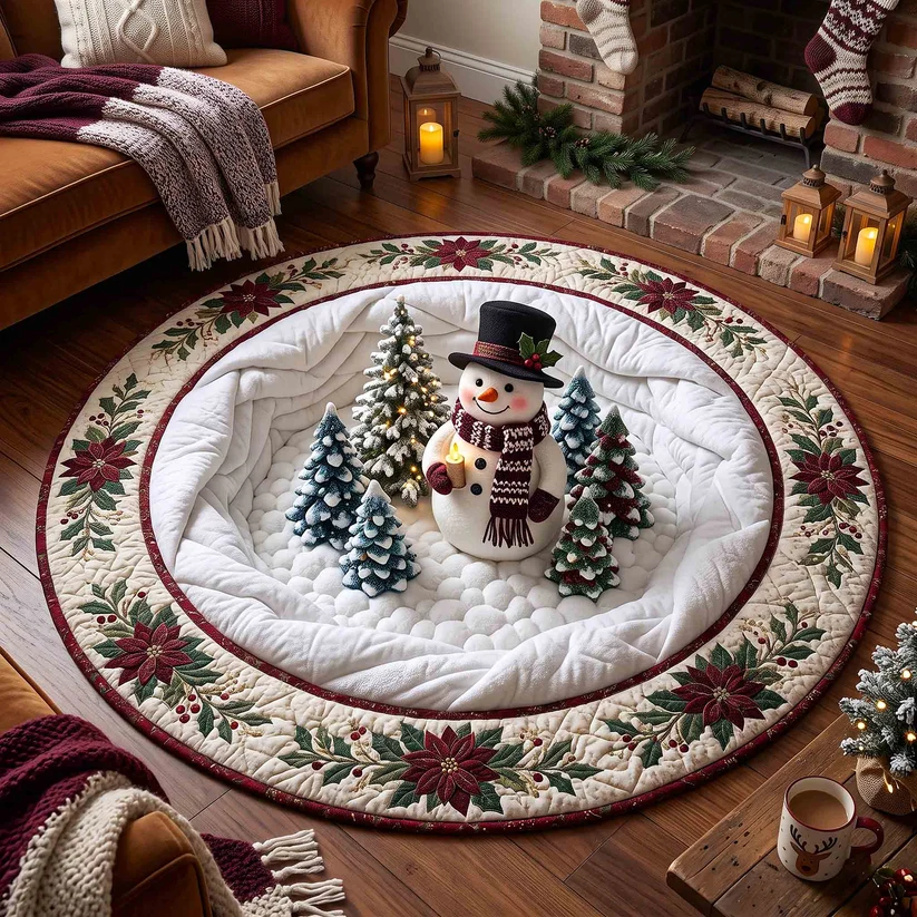 Snowman Wonderland Quilted Round Mat