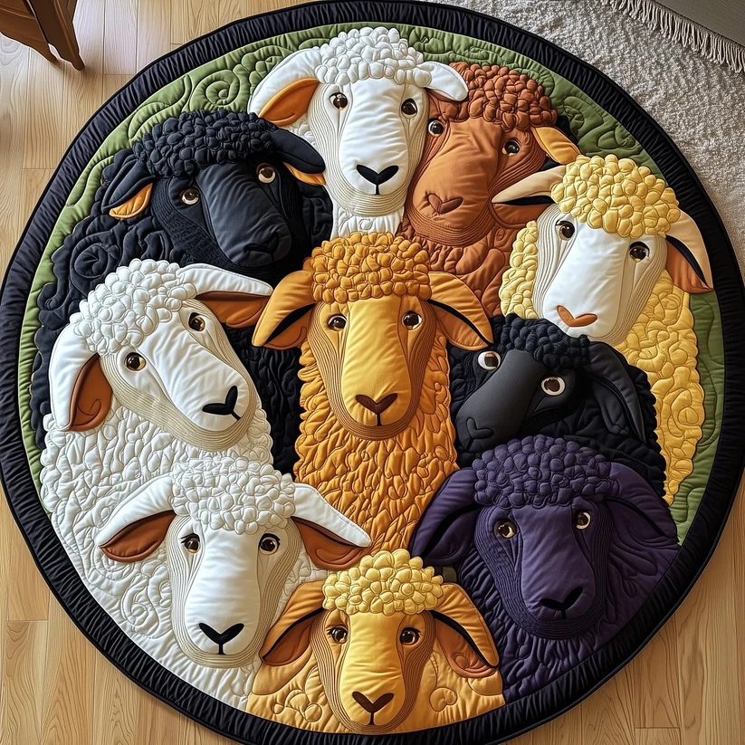 Sheep Buddies Quilted Round Mat