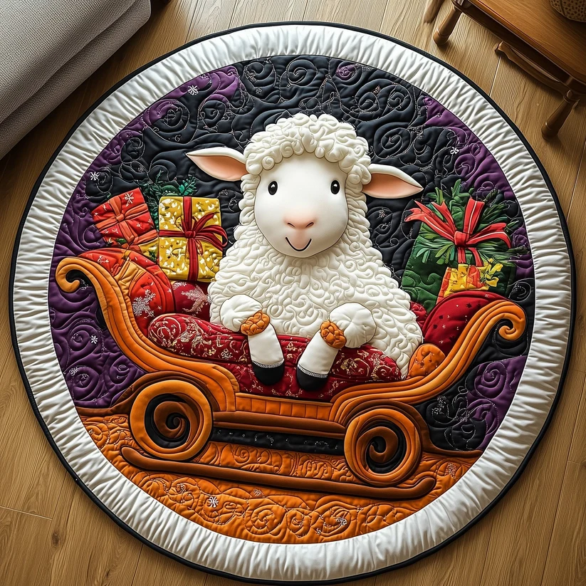 Christmas Sheep Quilted Round Mat