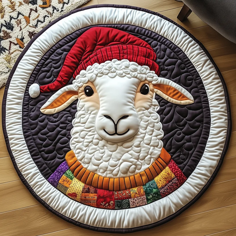 Christmas Sheep Quilted Round Mat