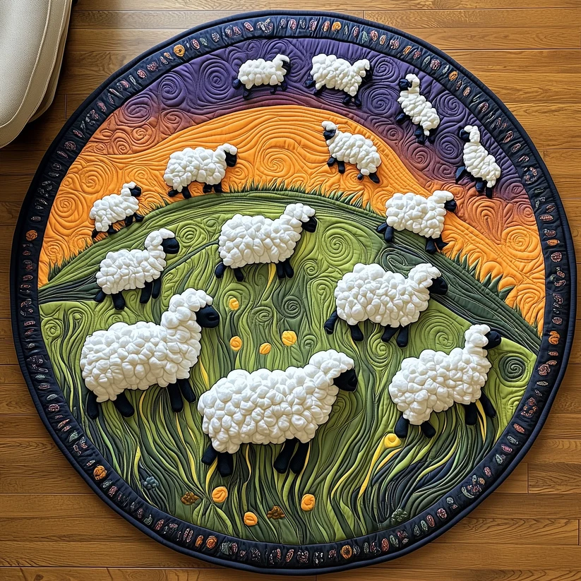 Sheep Quilted Round Mat