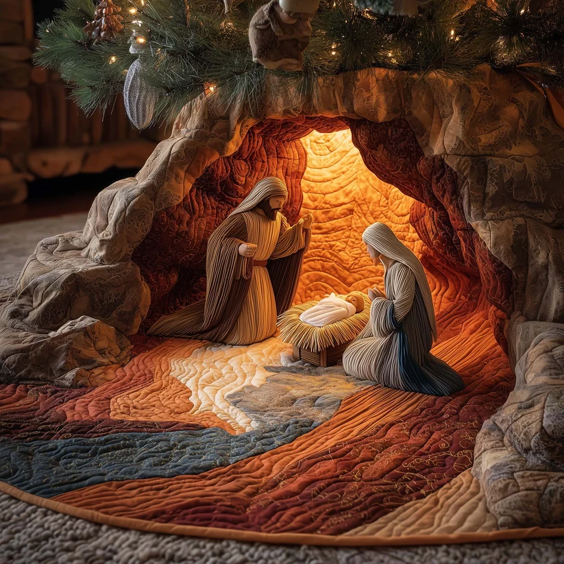 Blessed Manger Quilted Tree Skirt