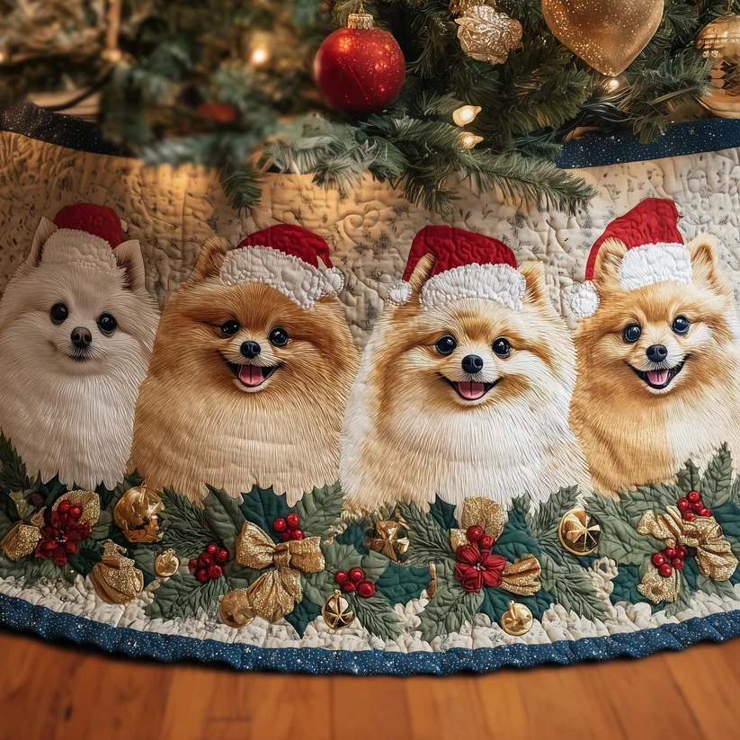 Pomeranian Quilted Tree Skirt
