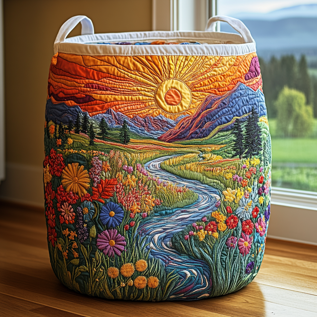 Golden Meadow Quilted Laundry Basket NCU0DDK1014