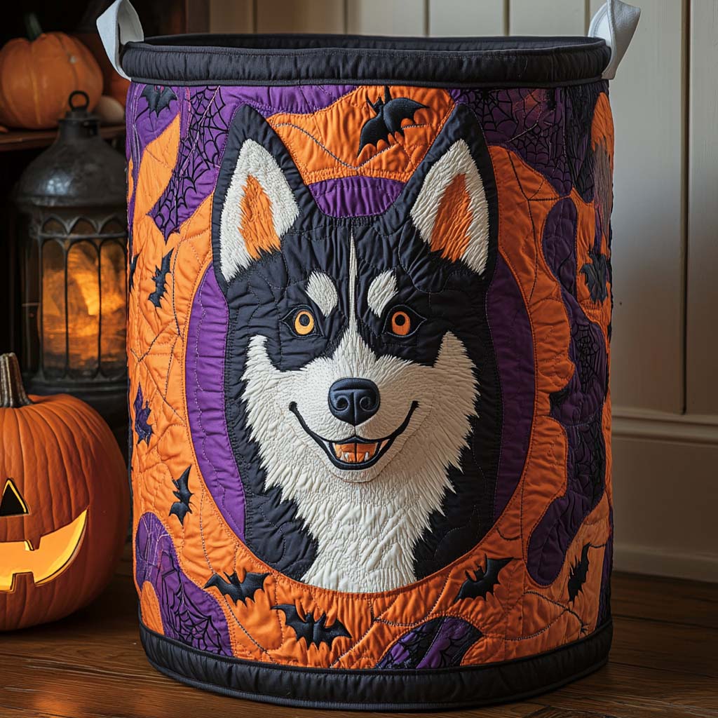 Halloween Husky Quilted Laundry Basket NCU0NXD308