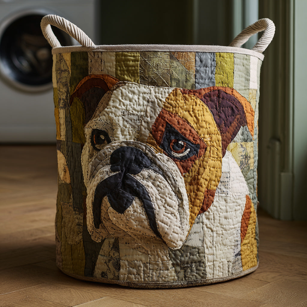 Rustic Bulldog Quilted Laundry Basket NCU0HNH020