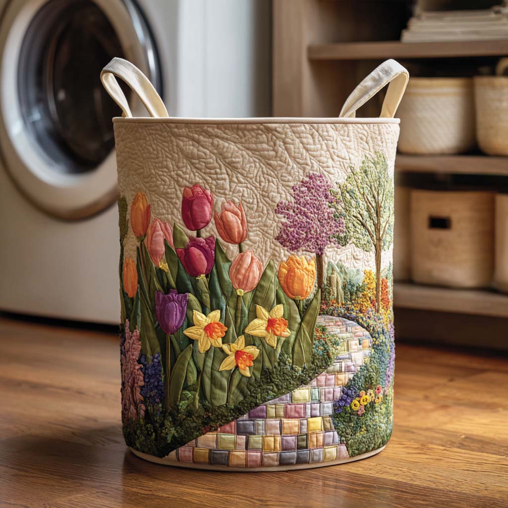 Spring Meadow Quilted Laundry Basket NCU0NTD092