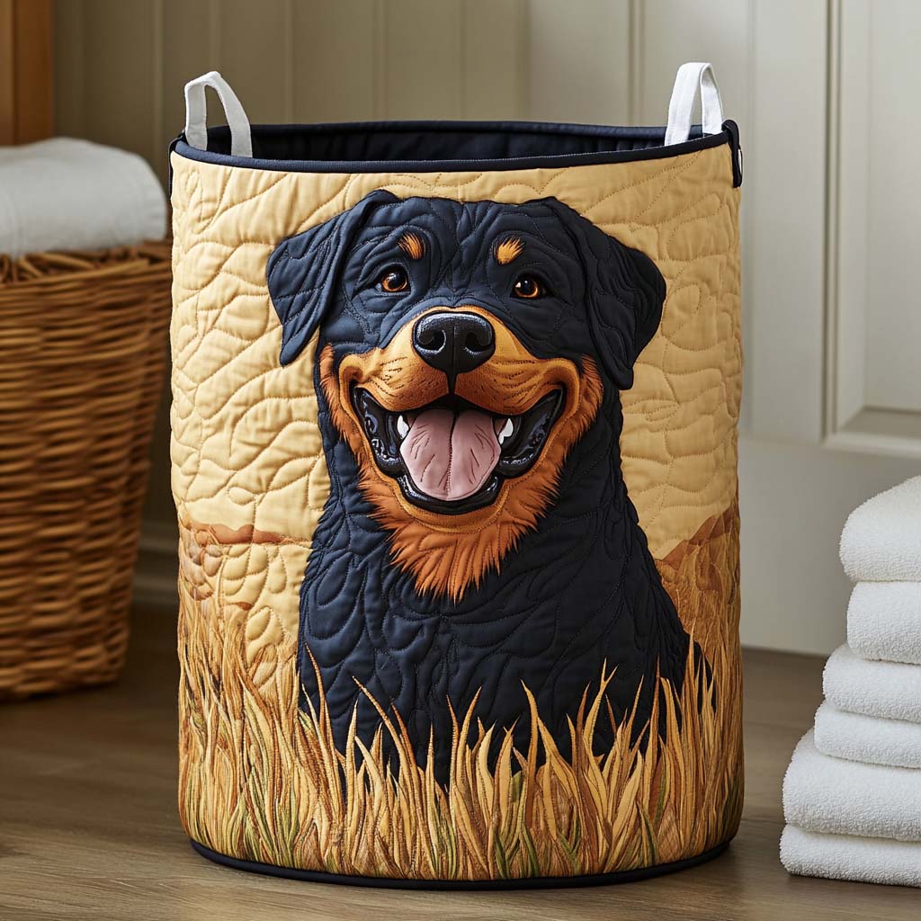 Sunshine Rottweiler Quilted Laundry Basket NCU0NXD587