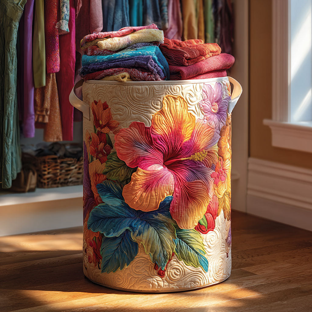 Tropical Bloom Quilted Laundry Basket NCU0NTV039