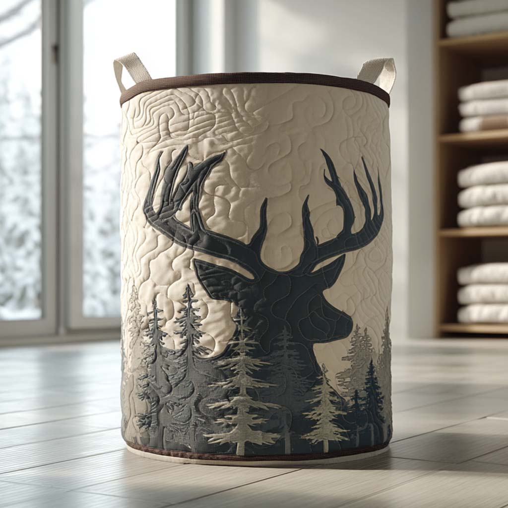 Deer Quilted Laundry Basket NCU0QN047