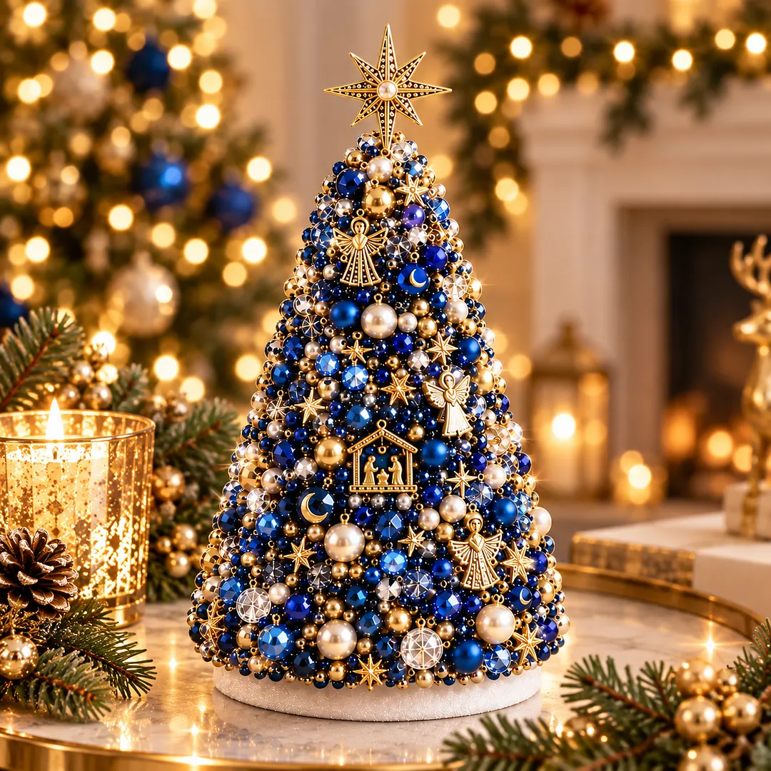 DIY Beaded Pearl Art Christmas Tree – Ornament Kit Holiday Decor