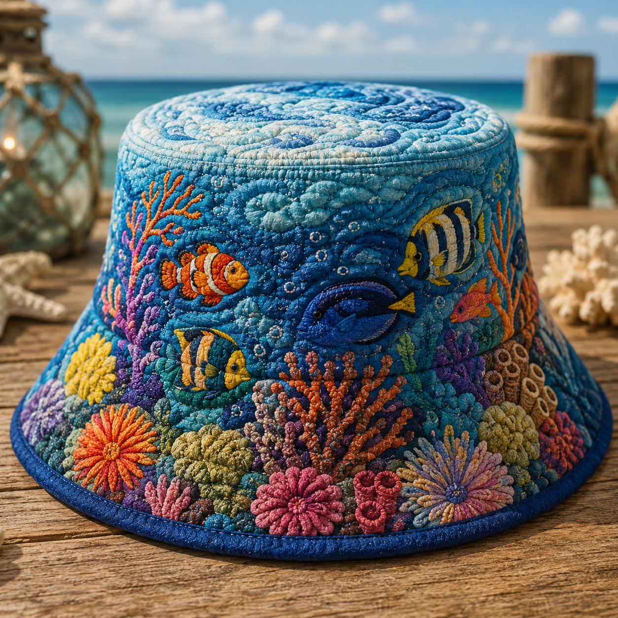 Tropical Fish Coral Reef Quilted Fishing Hat